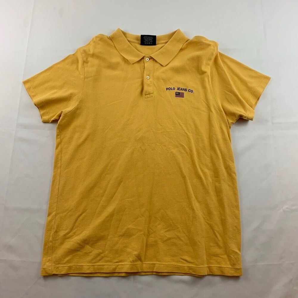 Vintage Polo Jeans Co. Ralph Lauren Polo Shirt Men's Size L Yellow Flag‎